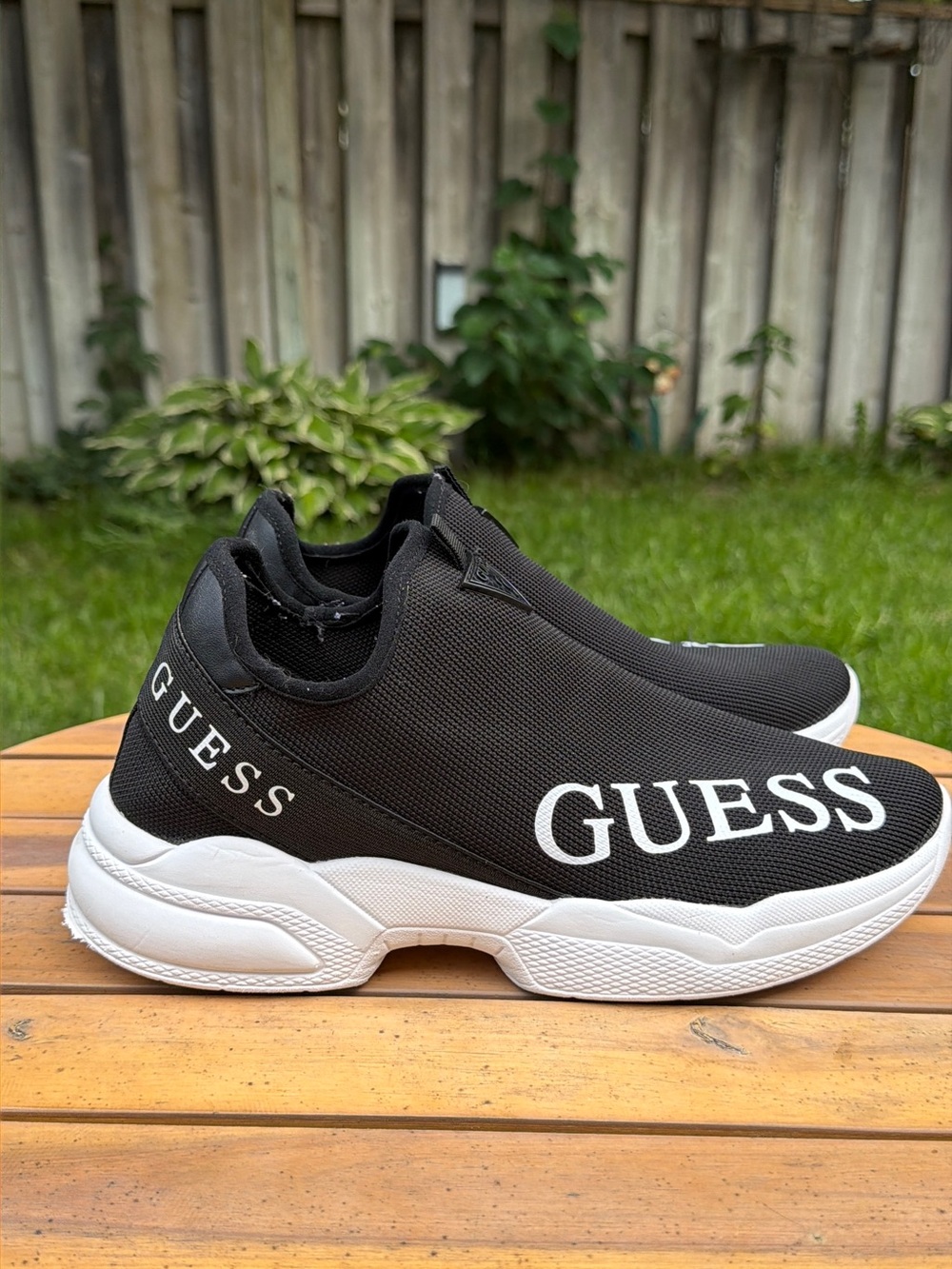 GUESS Women's Genable Black Logo Knit Slip-On Sock Sneakers Size 9 US / 40 EUR